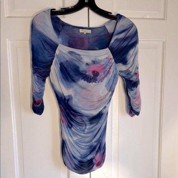 Pretty Etro Blue and Pink Double Layered Ruched Top - Picture 3 of 10